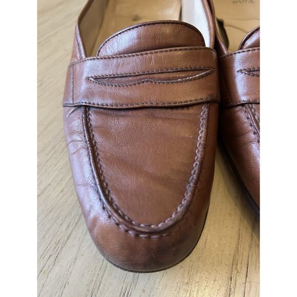 VTG Polo Ralph Lauren Penny Loafers Mens 9 Leather Full Strap Slip On Tan Italy main image 2